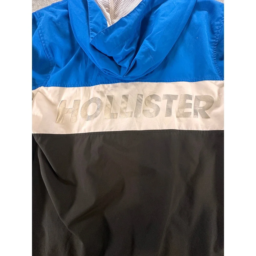 Hollister Mens Epic Flex Colorblock Windbreaker Jacket Blue White Black Small